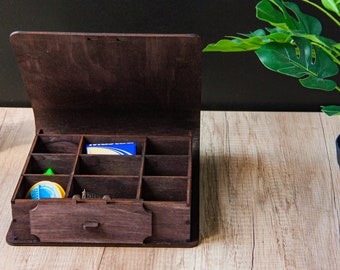 カスタマイズされた100％ハンドメイドの釣り用木製タックルボックス