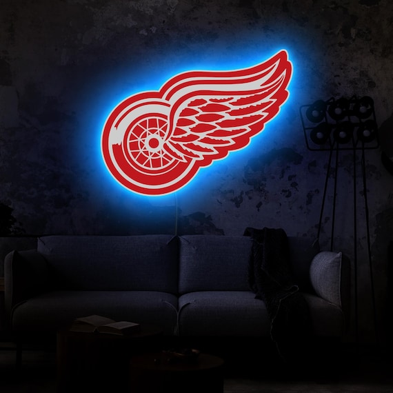 Red Wings Neon Sign, Red Wings Led Sign, Red Wings Detroit Wall
