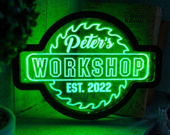 Letrero de taller personalizado, Letrero de neón de taller, Letrero LED de taller, Decoración de taller, Letrero iluminado de garaje personalizado, Letrero de taller de reparación, Neón personalizado