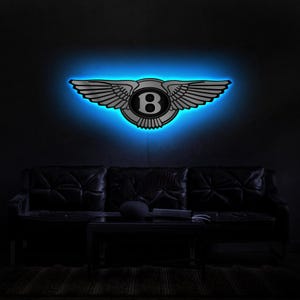 Bentley logo sign, Car logo led sign, Bentley wall sign, Bentley led sign, Bentley light up sign, Bentley gifts, Bentley wall decor