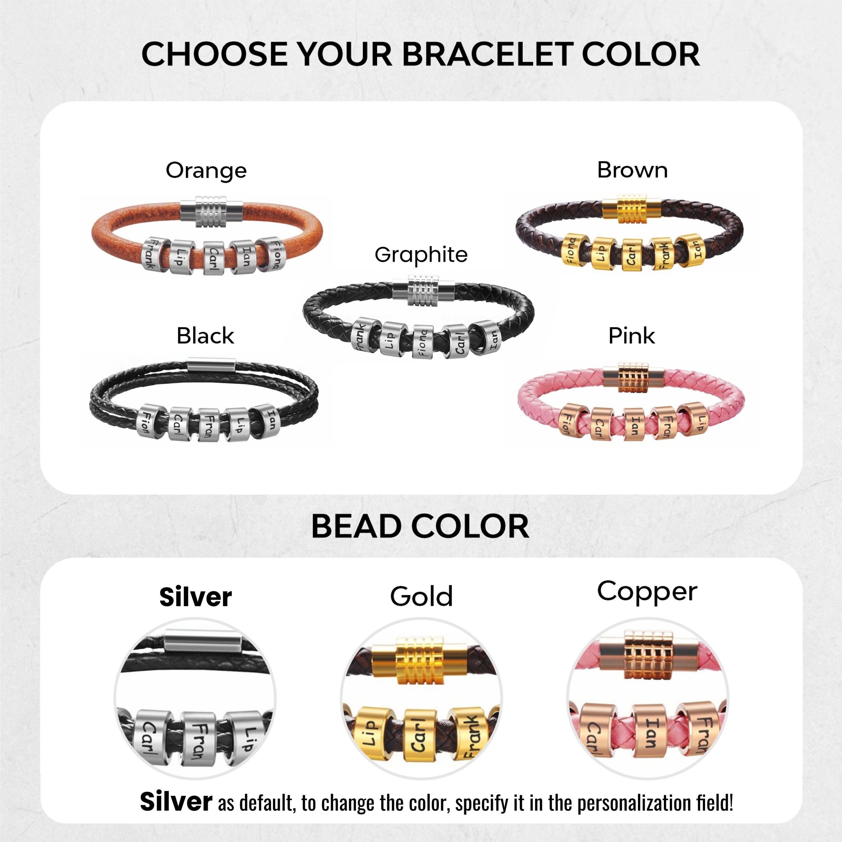 Bracelet With Childs Name in It, Leather Bracelet With Kids Names