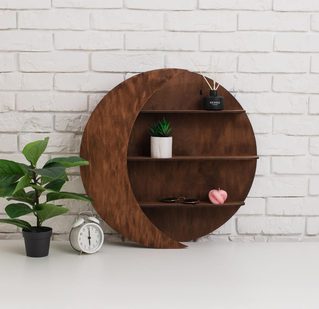 Wooden Moon Shelves, Moon Phase Rack, Wooden Moon Rack, Custom Moon ...
