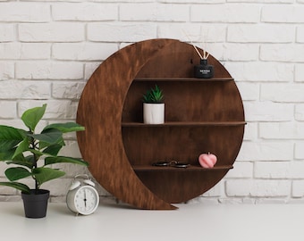 Wooden Moon Shelves, Moon Phase Rack, Wooden Moon Rack, Custom Moon Shelf, Handmade Wooden Moon Shelves