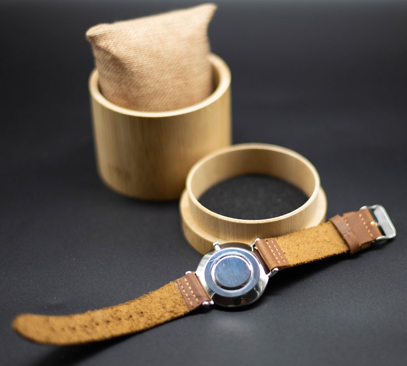 Groom Watch Blue Resin, Leather Strap Watch, Epoxy Resin Watch, Groomsmen Personalised Watches, Engraved Watch for Men, Blue Dial Wristwatch image 6