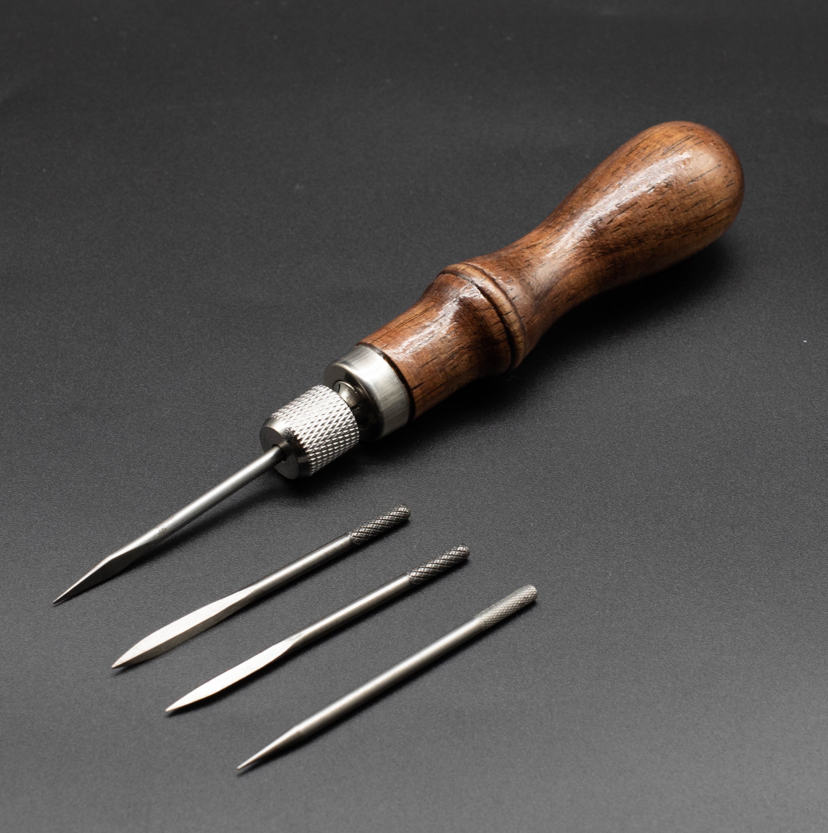 Leathercraft Tool 4mm Red Brown Diamond Point Leather Stitching Awl, with  Wooden Handle, to Pierce Sewing Holes in Leatherwork