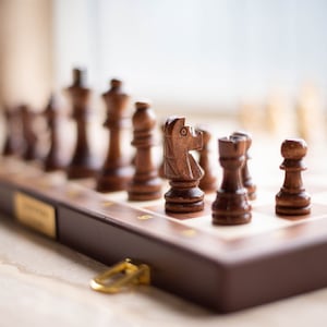 Handmade Chess Set with Personalized, Custom Chess Set, Engraved Chess Set with Locker, Chess Board Set, Anniversary Chess Lover Gift