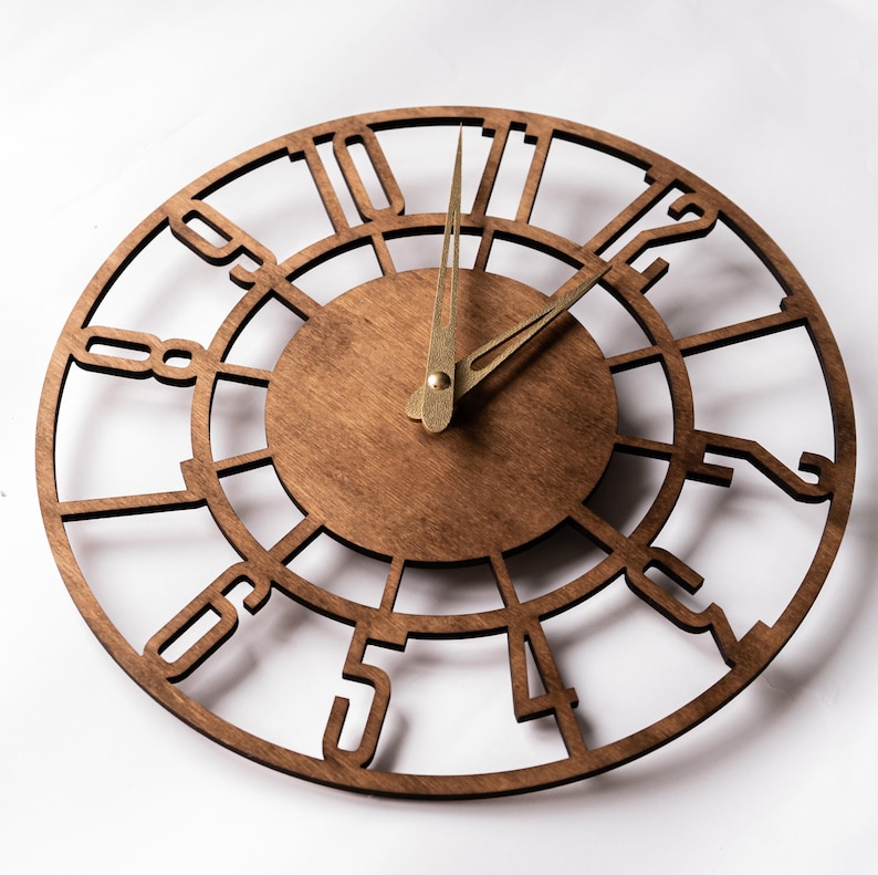 Wooden Wall Clock, Farmhouse Wall Clock Roman Numbers, Oversized Wall ...
