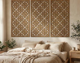 Moroccan Wooden Wall Panels, Decorative Wood wall art Panels, Moroccan Style Wall Decor, Wooden Geometric Panels, Arabic wood art