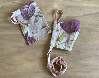 Bio-Maske & Beutel x 1, Pflanze gefärbt Bio-Baumwolle Gesichtsmaske/Beutel, mehrschichtig, Eco, atmungsaktiv, waschbar, nachhaltig, keine Chemikalien,