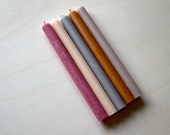 Coloured Dinner Candles, 5 piece set in Rustic Rainbow