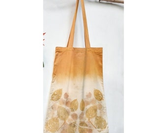 Organic Bag, Plant Dyed Calico tote shopper bag, sustainable, vegan and unique “The last windfall”