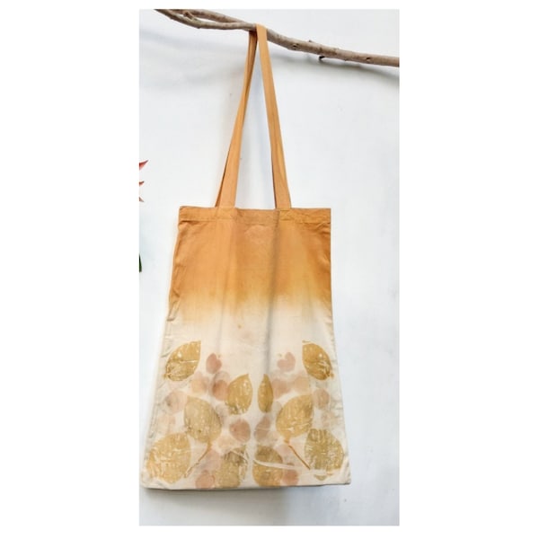 Organic Bag, Plant Dyed Calico tote shopper bag, sustainable, vegan and unique “The last windfall”