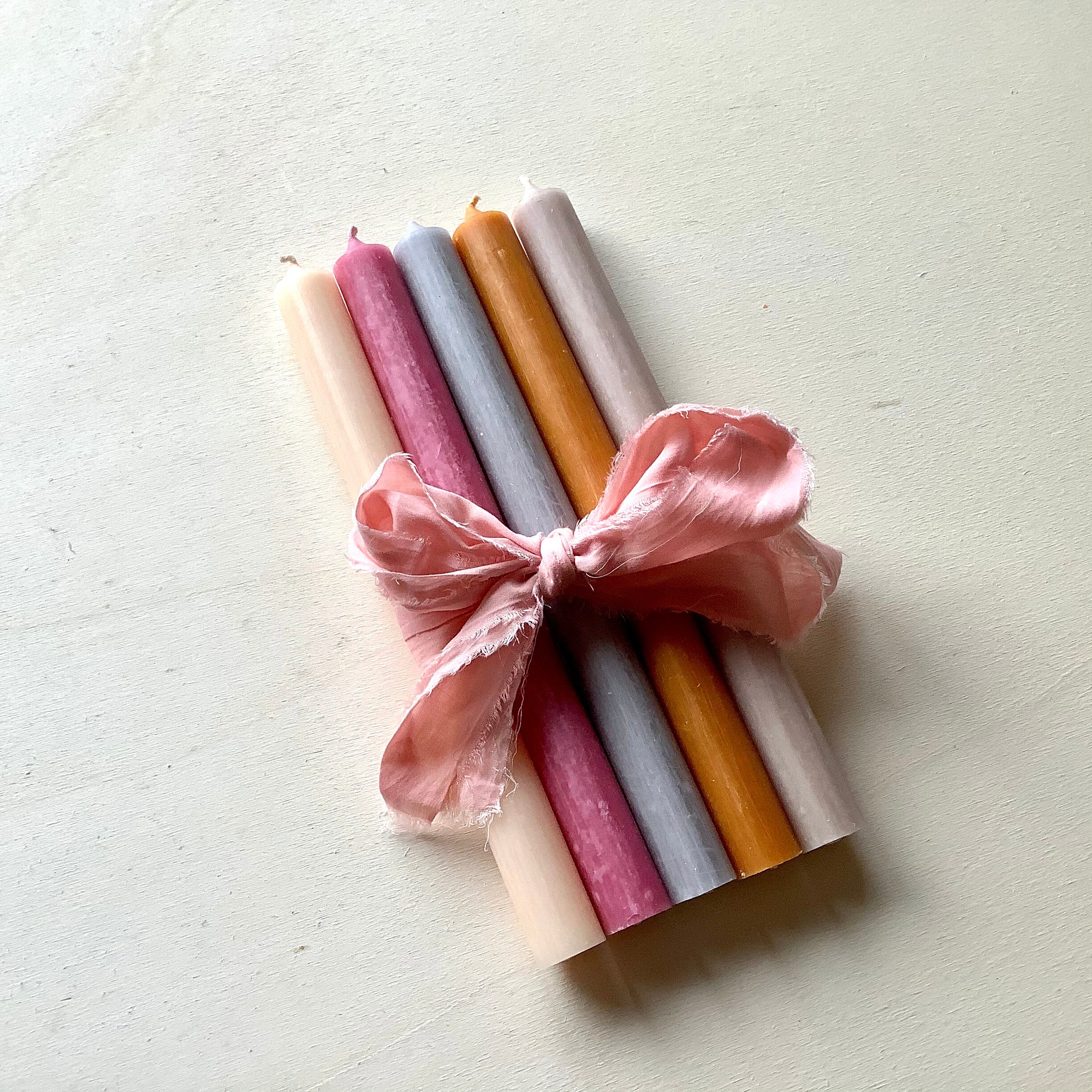 Coloured Dinner Candles 5 piece set in Rustic Rainbow Etsy