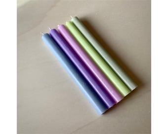 Coloured Dinner Candles, 5 piece set in Meadow Rainbow