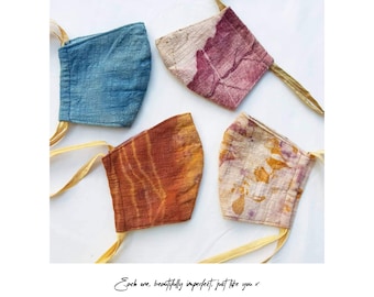 Organic Mask x 1, Plant dyed organic cotton face mask, multi layered, comfy, breathable, reusable, washable, sustainable, no chemicals, eco