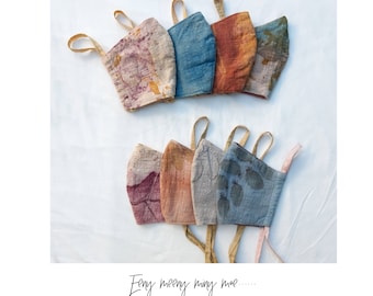 Organic Mask x 1, Plant Dyed, Eco friendly organic cotton Face Mask. 3 natural layers, Breathable Reusable Washable, Eco Gift. Sustainable