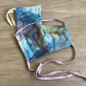 Organic Mask & Pouch x 1, Plant dyed organic cotton face mask/pouch, multi-layered, eco, breathable, washable, sustainable, no chemicals,