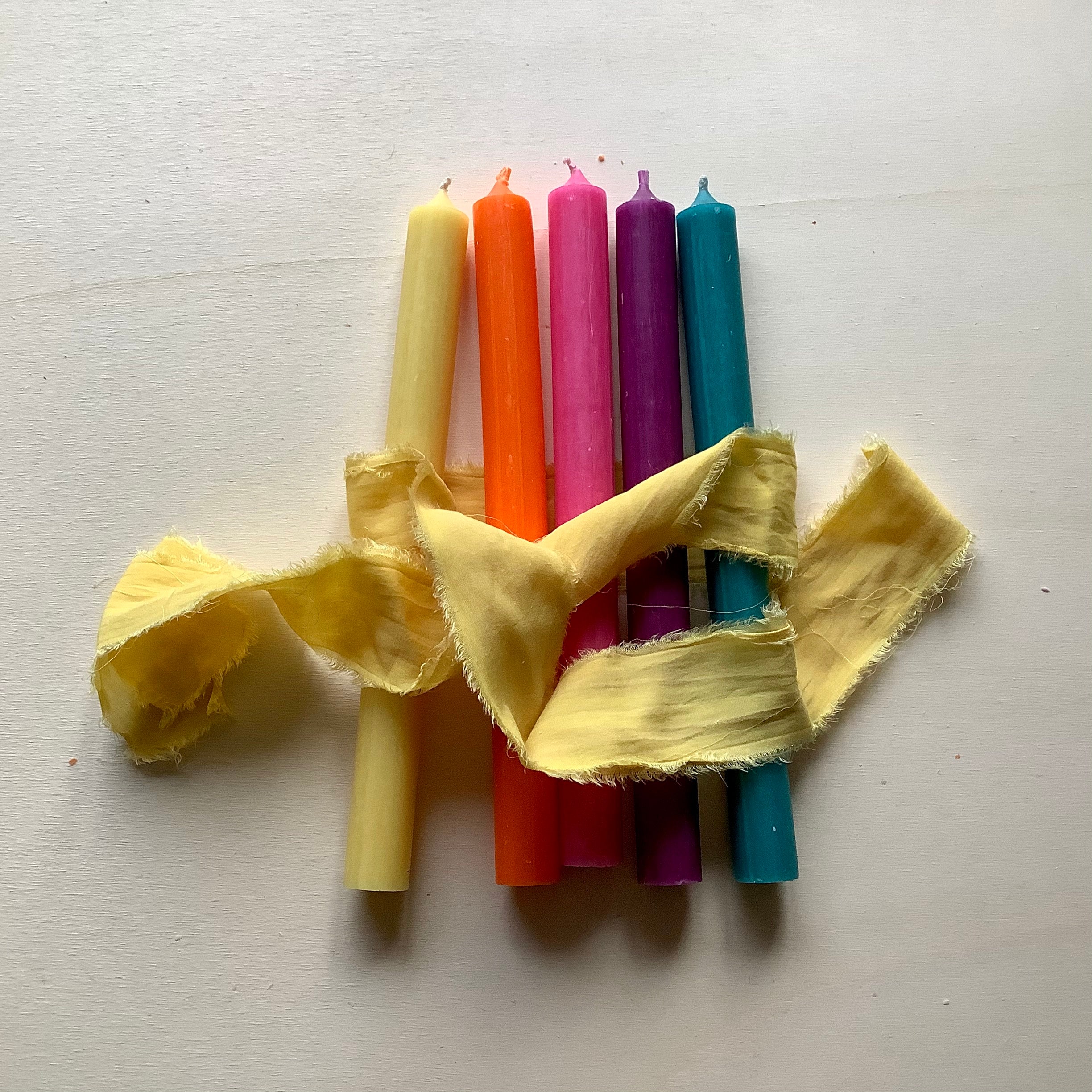 Coloured Dinner Candles 5 piece set in Disco Rainbow Etsy