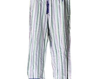 Y2K Victoria's Secret Striped Pajama Pants Lace Trim Medium Coquette Romantic