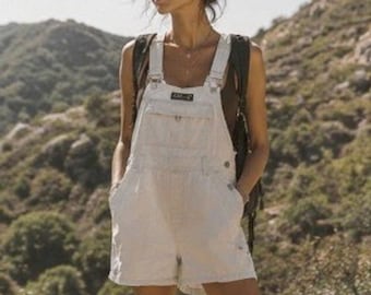 Jardineira vintage Y2K, tamanho médio, utilitária, em algodão, estilo gorpcore, anos 90, estilo cargo.