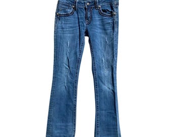 Jean bootcut taille basse orné Miss Me Cross 29 Grunge Western Année 2000