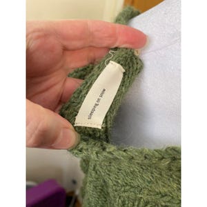 Anthropologie Cable Knit Chunky Wool Green Crop Cardigan Small Earthy Goblincore image 4
