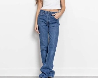 Jeans Levi's 517 estilo boyfriend, lavado medio, azul, talla 34x36, estilo mom curvy, estilo vintage de los años 90.