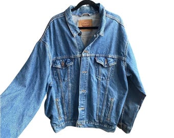 Chaqueta vaquera Levi's vintage, fabricada en EE. UU., estilo camionero, azul, talla XXL, extragrande, de estilo clásico.