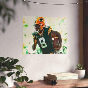 Josh Jacobs Packers &#39;Bright Lights&#39; Premium Matte horizontal posters