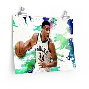 Giannis Antetokounmpo &#39;Bright Lights&#39; Premium Matte horizontal posters