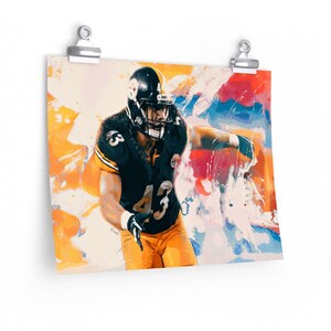 Troy Polamalu &#39;Bright Lights&#39; Premium Matte horizontal posters
