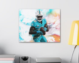 Tyreek Hill Dolphins 'Bright Lights' Stretched Canvas Print