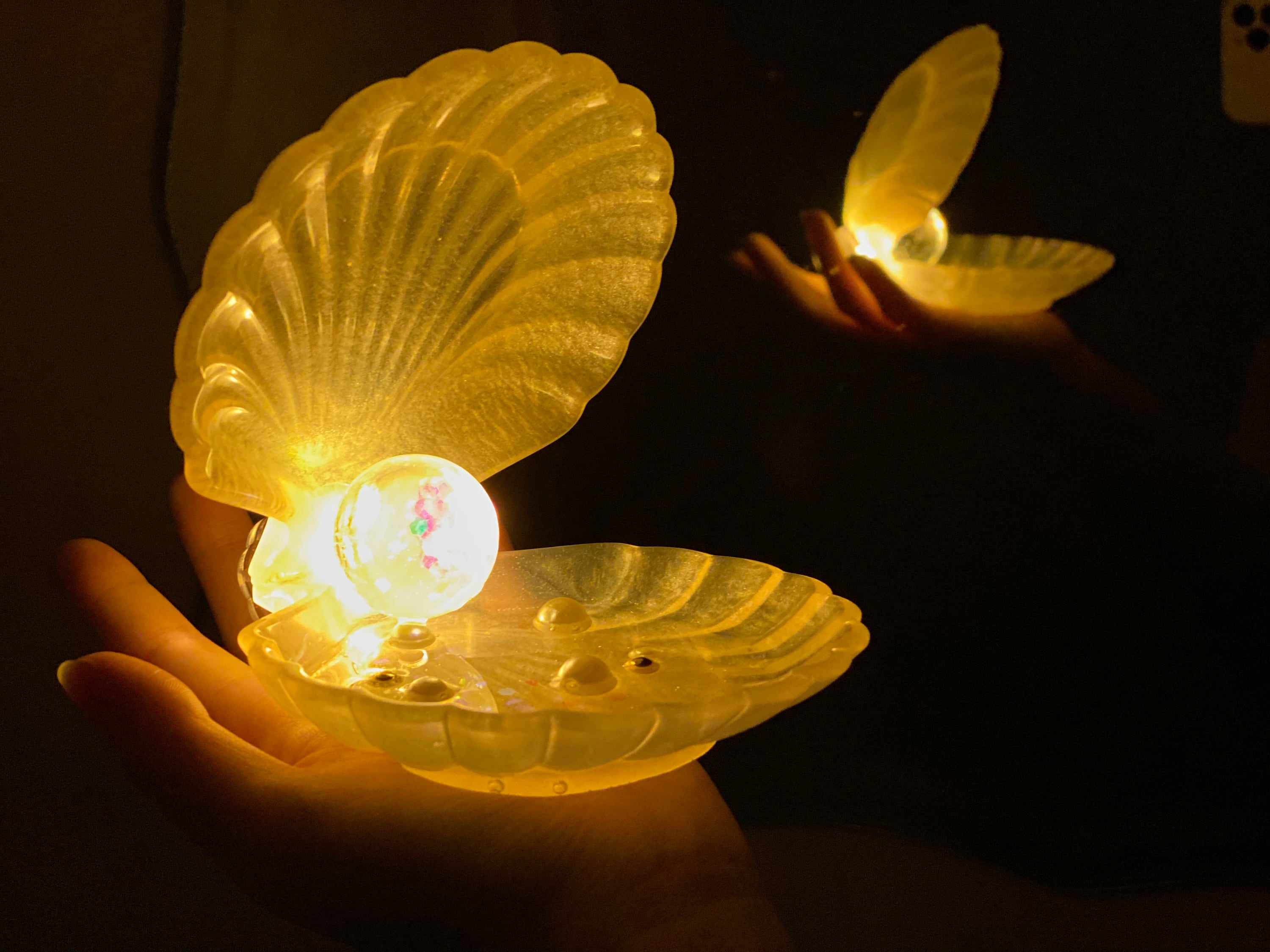 Crystal pearl shell night light resin made with pearl pigment Etsy
