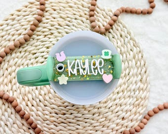 Personalized St Patrick's Day Stanley Tumbler Name Plate - Lucky Charm Tag