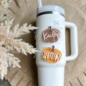 Personalized Stanley Tumbler Name Plate: Glitter Pumpkin Fall Tag