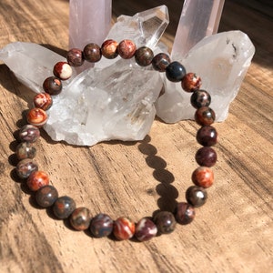 6MM Leopard Skin Jasper Jaguar Stone Round Bead Stretch Bracelet