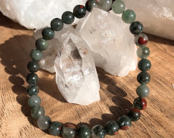 6mm Genuine African Bloodstone Round Bead Stretch Bracelet