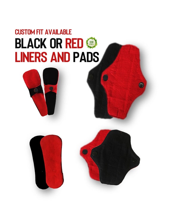 Black or Red Reusable Thong/panty Liners and Sanitary Pads Wingless or  Winged 100% Cotton Custom Fit Available -  Canada