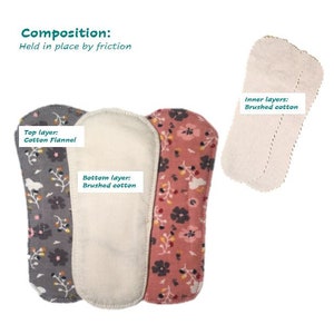Reusable wingless panty liners 4 layers 100% soft cotton Made to order image 2