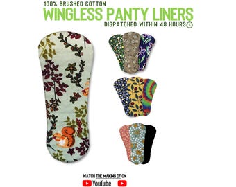 Reusable wingless panty liners - 4 layers - 100% soft cotton - Made to order