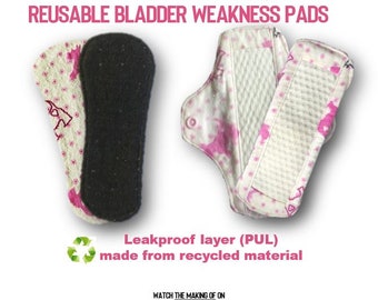 Reusable pads for bladder weakness, suitable for mild to moderate incontinence, involuntary leakage, urine leaks -16cm to 33cm / 6in to 13in