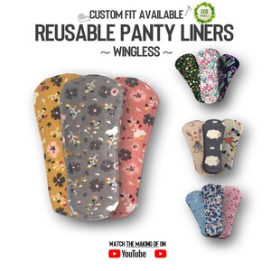 Reusable wingless panty liners - 4 layers - 100% soft cotton - Made to order