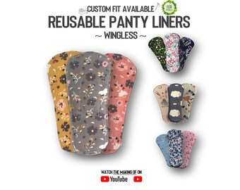 Reusable wingless panty liners - 4 layers - 100% soft cotton - Made to order