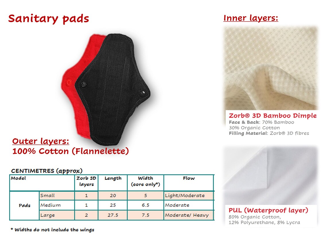 Black or red reusable thong/panty liners and sanitary pads Etsy