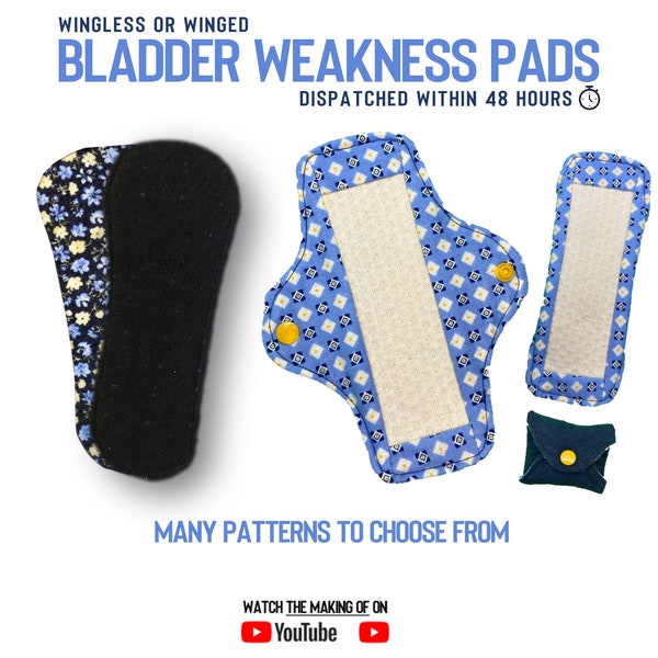 Reusable pads for bladder weakness, suitable for mild to moderate incontinence, involuntary leakage, urine leaks -16cm to 38cm / 6in to 15in