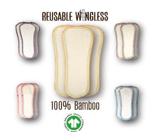 Pack of wingless panty liners,  100% natural bamboo GOTS certified