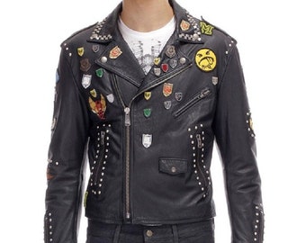 Denim Gothic Punk Jacket Personalized Jeans Studded Jacket - Etsy