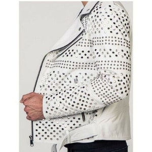 Men Extreme Silver Giant Spike Studs Jacket 