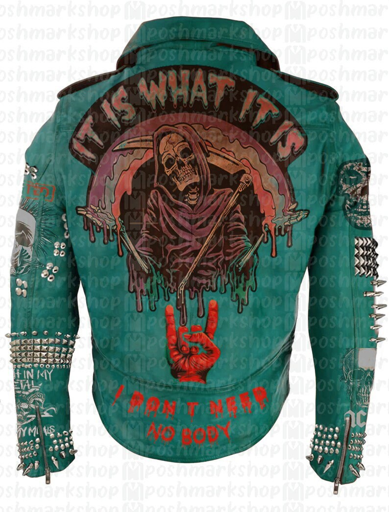 Sea green leather jacket clearance