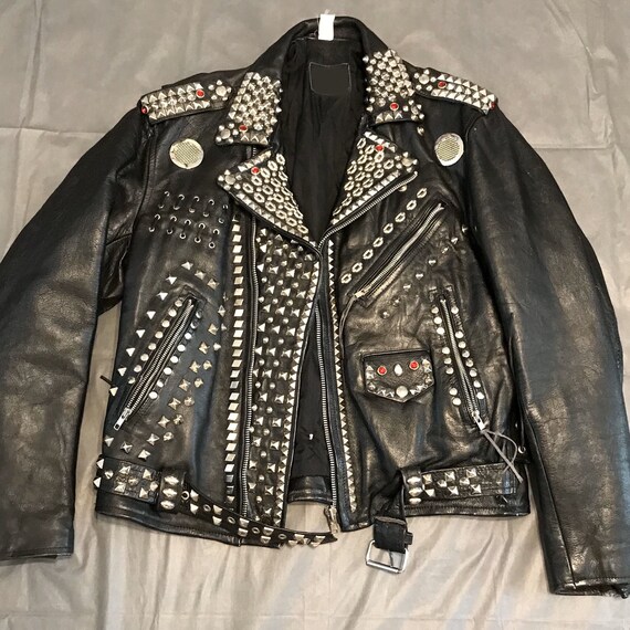 Studded Leather Bomber Jacket